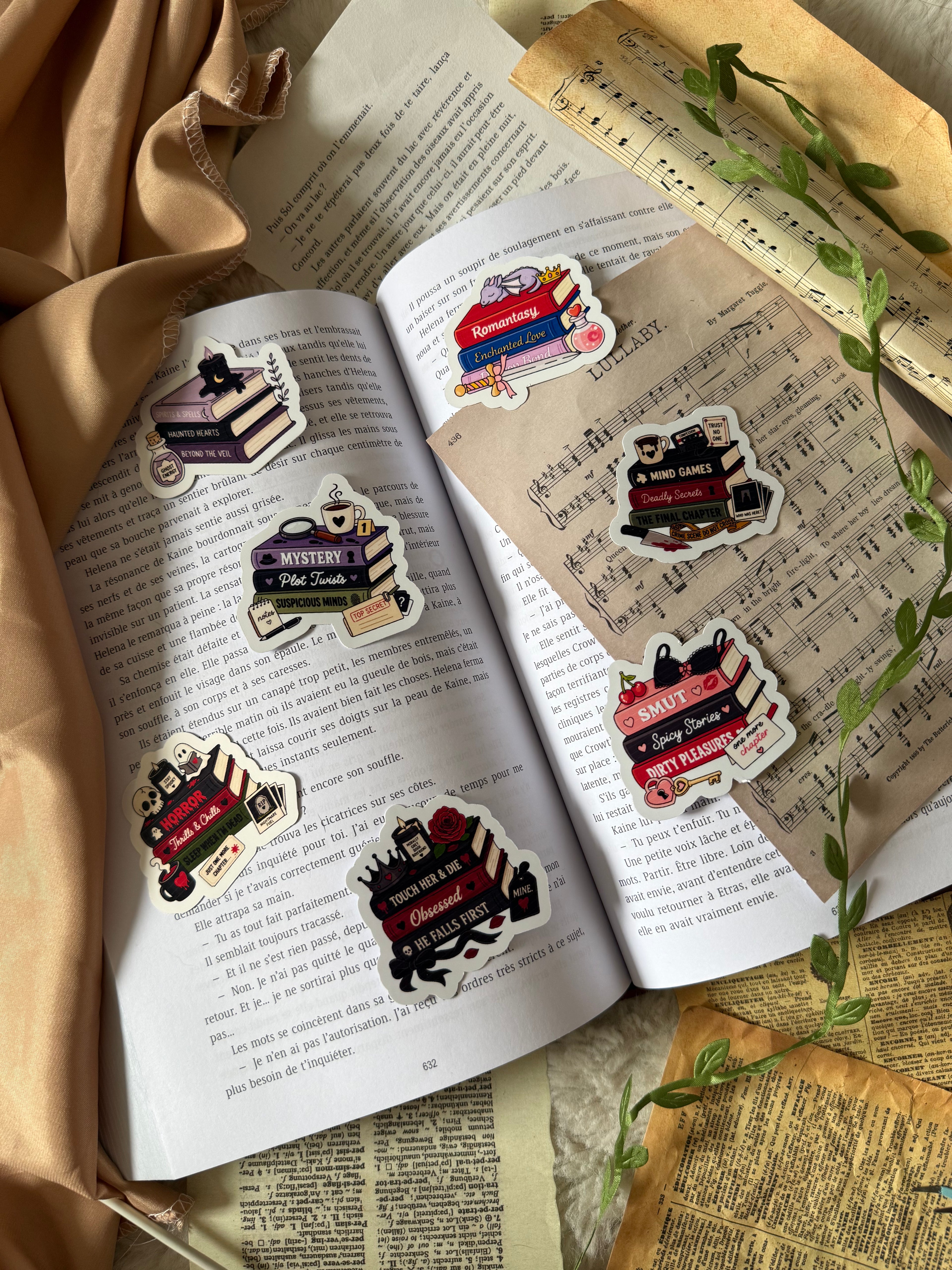 Lot stickers - Pile à lire